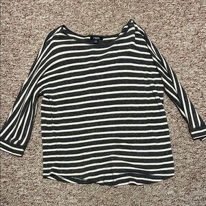 Cato Black and White Striped Long Sleeve Top